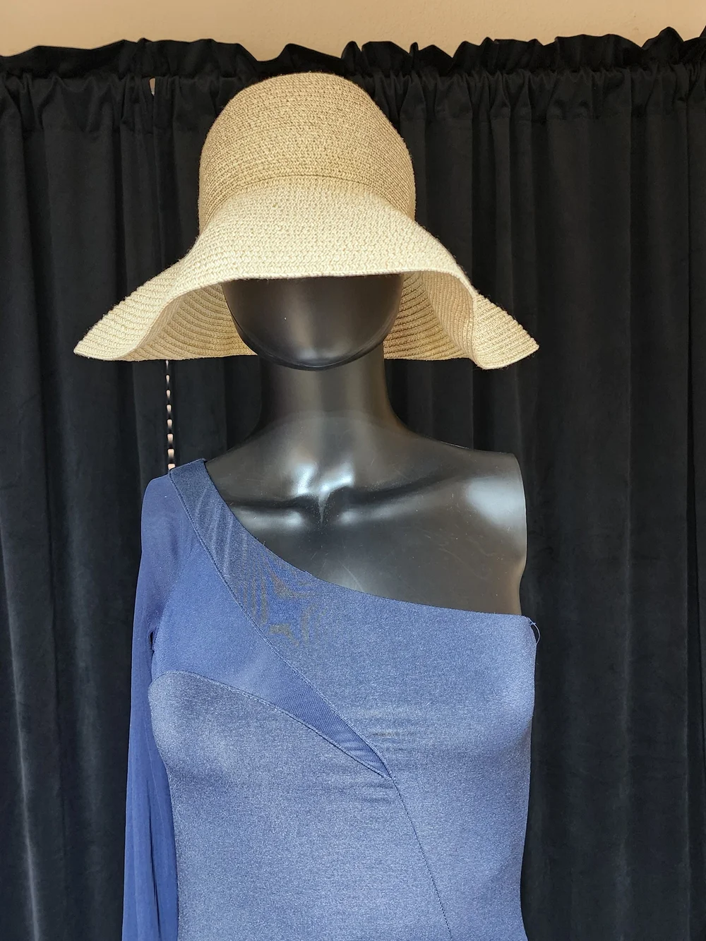 BETMAR New York Wide Brim Sun Hat Natural Straw Blend Floppy Hat Beige